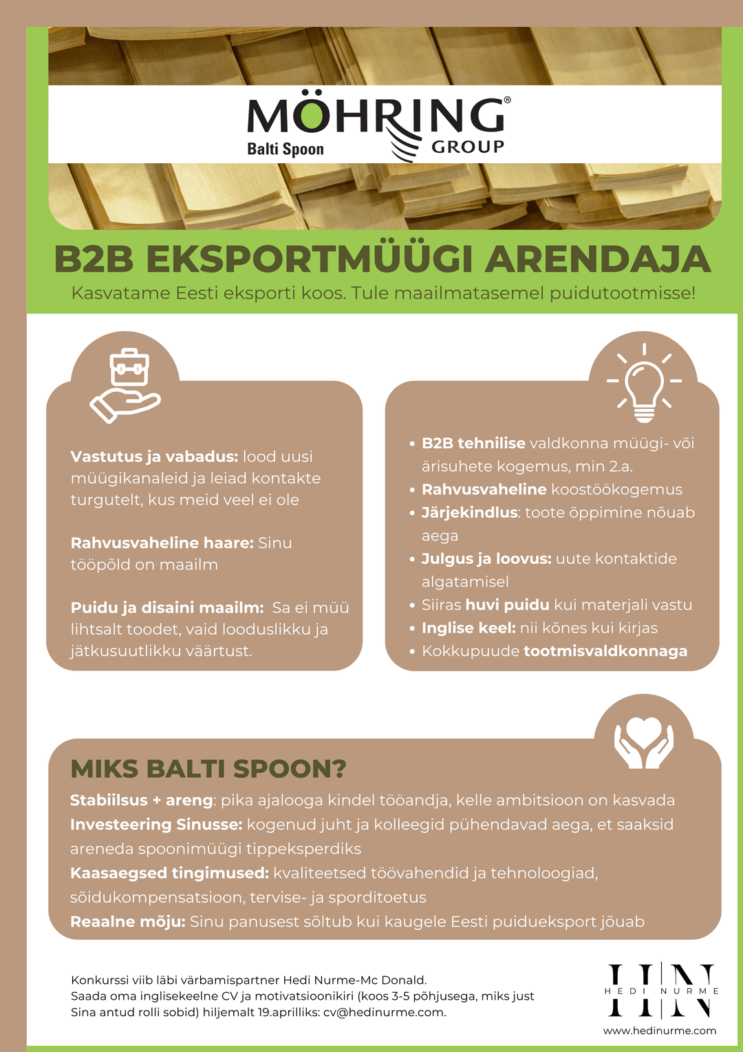 Mohring Müügiesindaja Job Ad